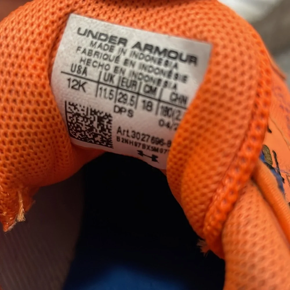 Under armour scramjet 6 alternate lace little kid size 12 k shoe … color orange - Picture 7 of 7